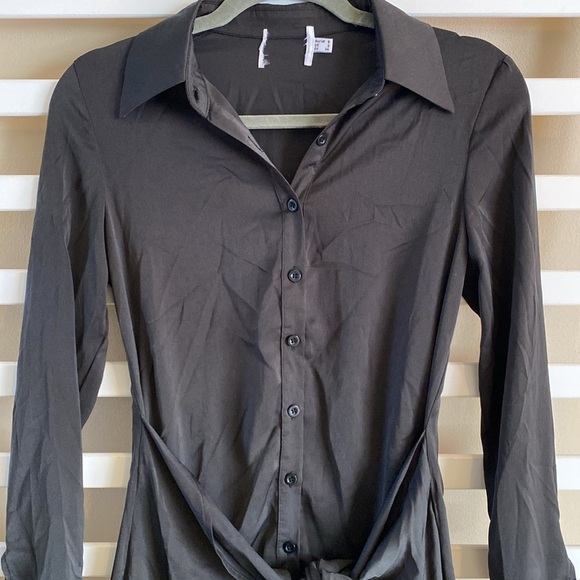 NWOT Princess Polly Bodeni Long Sleeve Button Down Black Mini Dress Size 2 - Picture 6 of 15